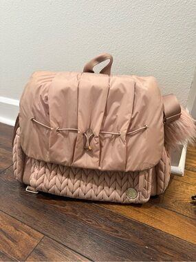 HAPP Diaper Bag Backpack – Blush Rose | Tassel + Changing Pad + Garment Bag